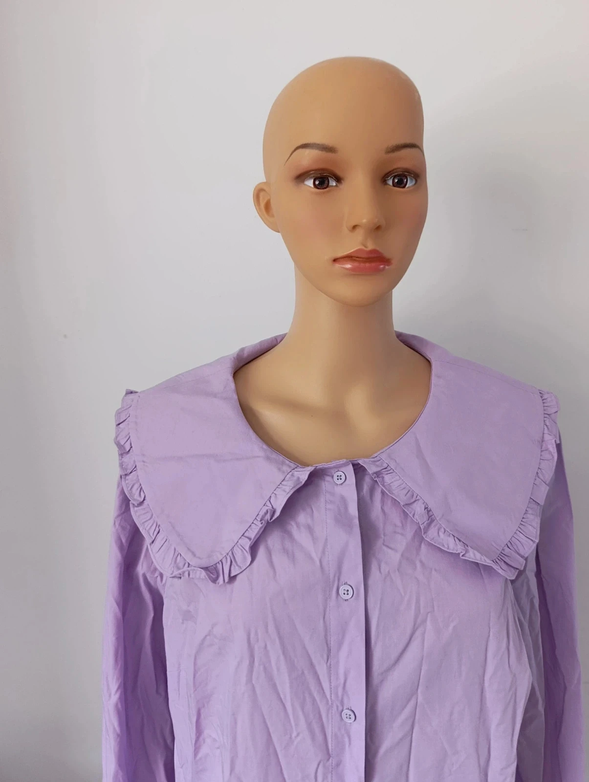 Camisa lilás CUBUS feminina L nova com etiqueta – Gola Claudine oversize 100% algodão – photo 3
